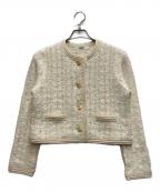 furfurファーファー）の古着「ツイードニットジャケット」｜ホワイト