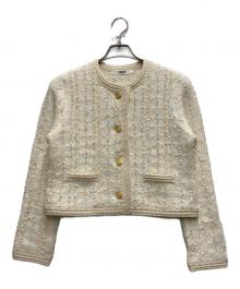 furfur（ファーファー）の古着「ツイードニットジャケット」｜ホワイト