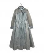 furfurファーファー）の古着「フスリーブラメジャガードコンビドレス」｜ブルー