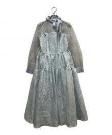 furfur（ファーファー）の古着「フスリーブラメジャガードコンビドレス」｜ブルー