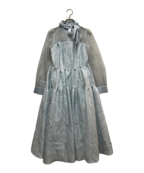 furfur（ファーファー）furfur (ファーファー) フスリーブラメジャガードコンビドレス ブルー サイズ:ONE SIZEの古着・服飾アイテム