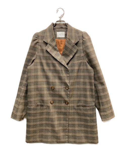 Ameri（アメリ）AMERI (アメリ) PUFF CHECK JACKET WIT ブラウン サイズ:Sの古着・服飾アイテム