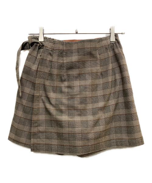 Ameri（アメリ）AMERI (アメリ) PUFF CHECK JACKET WIT ブラウン サイズ:Sの古着・服飾アイテム