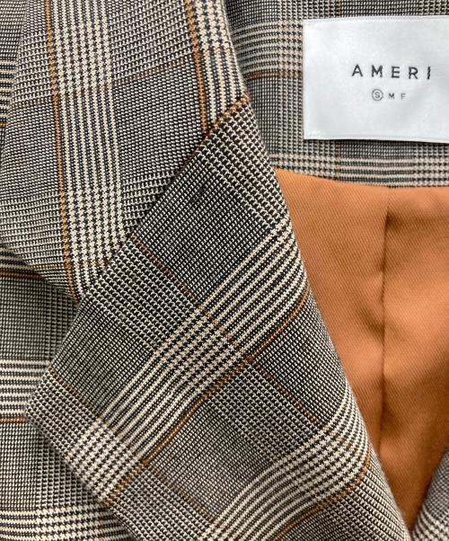 Ameri（アメリ）AMERI (アメリ) PUFF CHECK JACKET WIT ブラウン サイズ:Sの古着・服飾アイテム