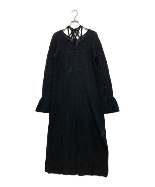 Ameri（アメリ）AMERI (アメリ) UND CROSS NECK CROCHET KNIT DRESS ブラック サイズ:Sの古着・服飾アイテム