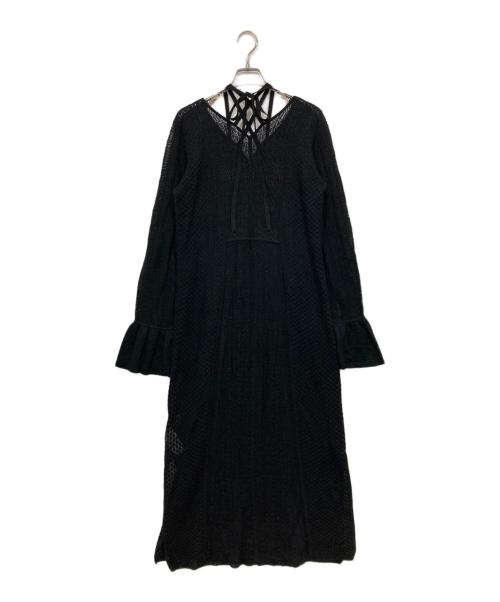 Ameri（アメリ）AMERI (アメリ) UND CROSS NECK CROCHET KNIT DRESS ブラック サイズ:Sの古着・服飾アイテム