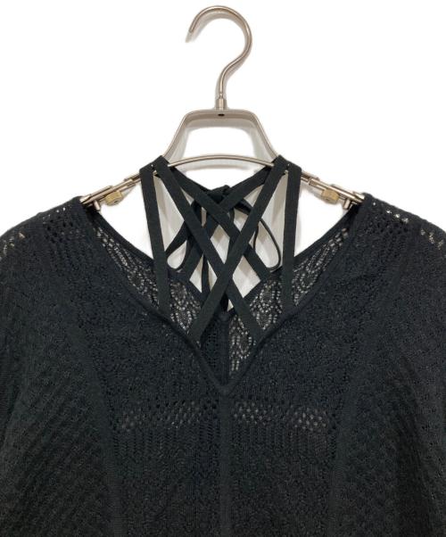 Ameri（アメリ）AMERI (アメリ) UND CROSS NECK CROCHET KNIT DRESS ブラック サイズ:Sの古着・服飾アイテム