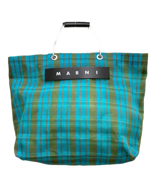 MARNI（マルニ）MARNI (マルニ) マーケットメッシュバッグ ブルー×ブラウンの古着・服飾アイテム
