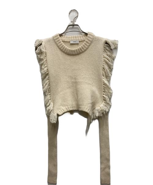 HYKE（ハイク）HYKE (ハイク) Fringe Sweater Vest ベージュ サイズ:FREEの古着・服飾アイテム