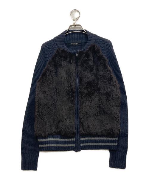 DEUXIEME CLASSE L’allure（ドゥーズィーエムクラスラリュー）DEUXIEME CLASSE L’allure (ドゥーズィーエムクラスラリュー) ラビットファードライバーズニット ネイビー サイズ:不明の古着・服飾アイテム