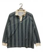 KITHキス）の古着「モノグラムサテンポロシャツ」｜ブルー