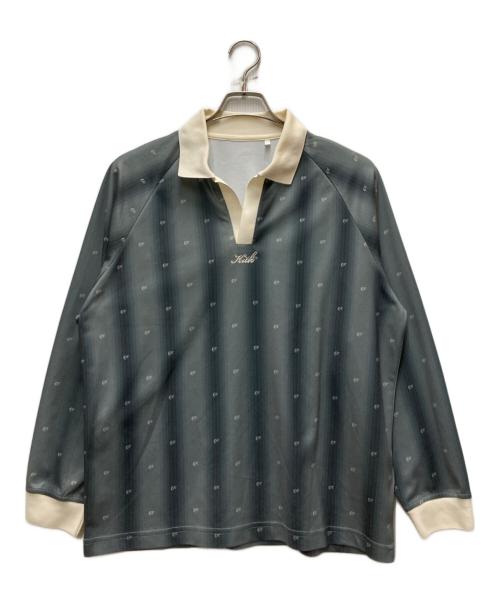 KITH（キス）KITH (キス) モノグラムサテンポロシャツ ブルー サイズ:FREEの古着・服飾アイテム