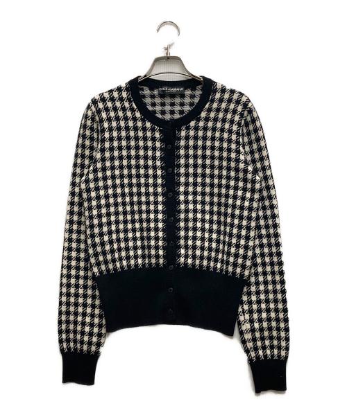 DOLCE & GABBANA（ドルチェ＆ガッバーナ）DOLCE & GABBANA (ドルチェ＆ガッバーナ) 千鳥柄カーディガン ブラック×ホワイト サイズ:40の古着・服飾アイテム