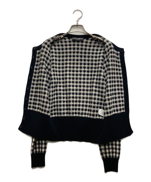 DOLCE & GABBANA（ドルチェ＆ガッバーナ）DOLCE & GABBANA (ドルチェ＆ガッバーナ) 千鳥柄カーディガン ブラック×ホワイト サイズ:40の古着・服飾アイテム