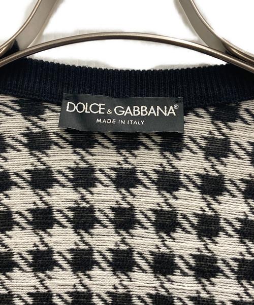 DOLCE & GABBANA（ドルチェ＆ガッバーナ）DOLCE & GABBANA (ドルチェ＆ガッバーナ) 千鳥柄カーディガン ブラック×ホワイト サイズ:40の古着・服飾アイテム