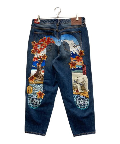EVISU（エヴィス）EVISU (エヴィス) MOOSE KNUCKLES (ムース ナックルズ) 25AW X MOOSE KNUCKLES 浮世絵 ジーンズ インディゴ サイズ:Lの古着・服飾アイテム