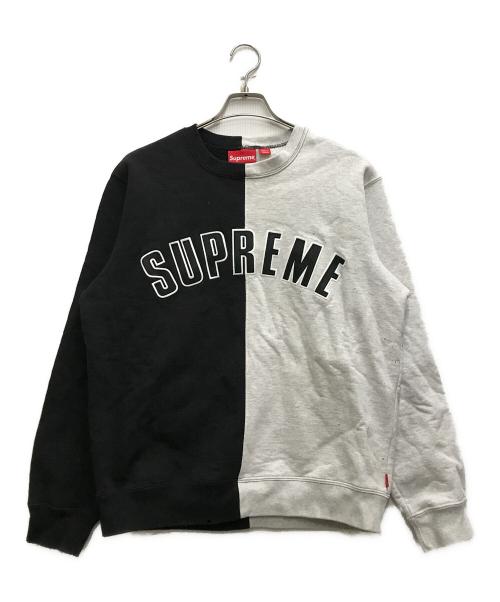 SUPREME（シュプリーム）Supreme (シュプリーム) Split Crewneck Sweatshirt グレー×ブラック サイズ:Mの古着・服飾アイテム