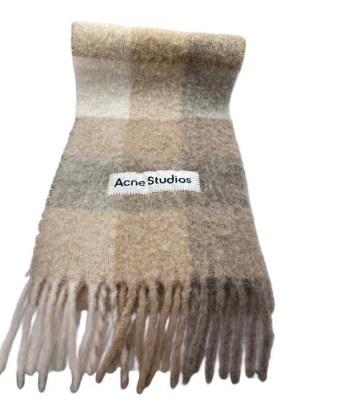 Acne studios（アクネ ストゥディオス）ACNE STUDIOS (アクネ ストゥディオス) モヘアチェックスカーフ ベージュの古着・服飾アイテム
