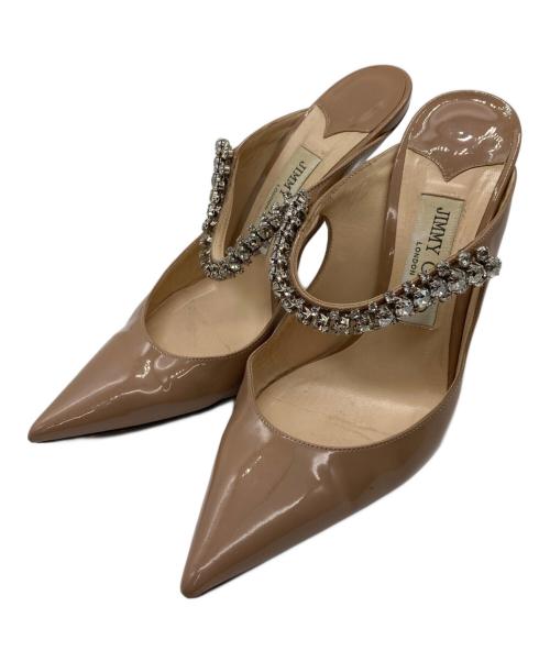 JIMMY CHOO（ジミーチュウ）JIMMY CHOO (ジミーチュウ) ストラップ付き Ballet Pink パテント レザー ミュール ベージュ サイズ:37の古着・服飾アイテム