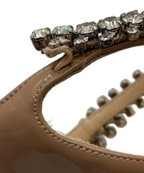 JIMMY CHOO（ジミーチュウ）JIMMY CHOO (ジミーチュウ) ストラップ付き Ballet Pink パテント レザー ミュール ベージュ サイズ:37の古着・服飾アイテム