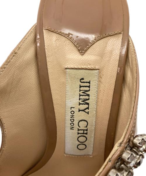 JIMMY CHOO（ジミーチュウ）JIMMY CHOO (ジミーチュウ) ストラップ付き Ballet Pink パテント レザー ミュール ベージュ サイズ:37の古着・服飾アイテム