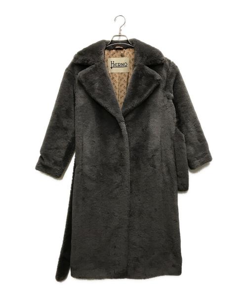 HERNO（ヘルノ）HERNO (ヘルノ) COAT IN SOFT ALTERNATIVE FUR グレー サイズ:40の古着・服飾アイテム