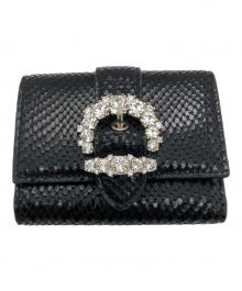 JIMMY CHOO（ジミーチュウ）の古着「ビジュー3つ折り財布」｜ブラック