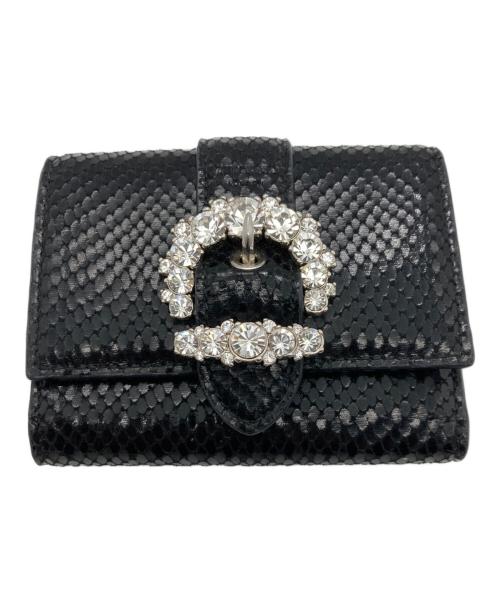JIMMY CHOO（ジミーチュウ）JIMMY CHOO (ジミーチュウ) ビジュー3つ折り財布 ブラックの古着・服飾アイテム