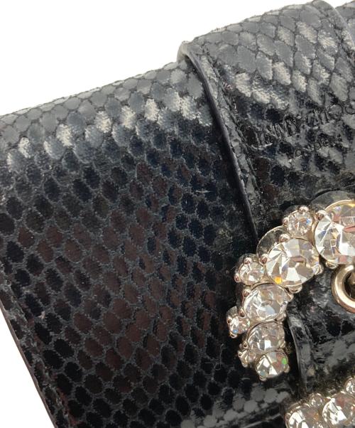 JIMMY CHOO（ジミーチュウ）JIMMY CHOO (ジミーチュウ) ビジュー3つ折り財布 ブラックの古着・服飾アイテム