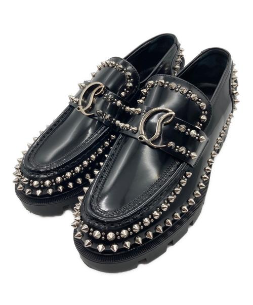 Christian Louboutin（クリスチャン・ルブタン）Christian Louboutin (クリスチャン・ルブタン) MOC LUG SPIKBS FLAT ローファー ブラック サイズ:37の古着・服飾アイテム