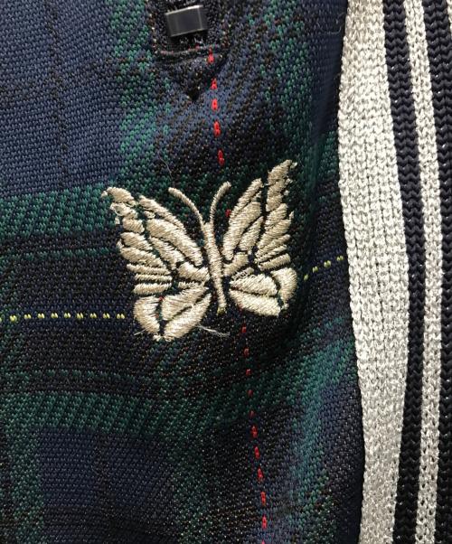 Needles（ニードルズ）Needles (ニードルズ) TRACK PANT - POLY JQ./LAME TAPE ネイビー×グリーン サイズ:Sの古着・服飾アイテム