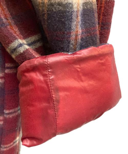 sacai（サカイ）sacai (サカイ) チェック切替ステンカラーコート レッド×ネイビー サイズ:1の古着・服飾アイテム