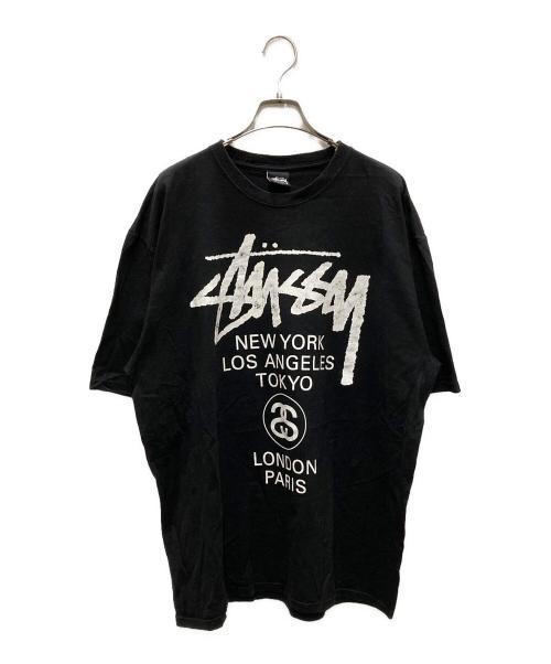 stussy（ステューシー）stussy (ステューシー) WORLD TOUR TEE ブラック サイズ:XLの古着・服飾アイテム