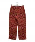 Yohji Yamamoto FEMMEヨウジヤマモトファム）の古着「ウールシルクジャガードパンツ」｜レッド