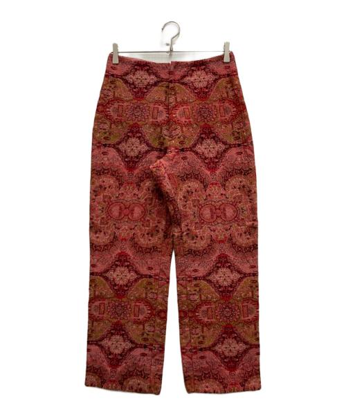 Yohji Yamamoto FEMME（ヨウジヤマモトファム）Yohji Yamamoto FEMME (ヨウジヤマモトファム) ウールシルクジャガードパンツ レッド サイズ:3の古着・服飾アイテム