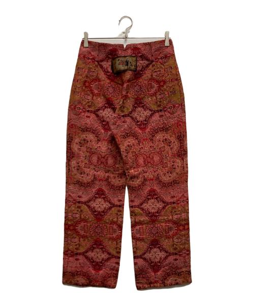 Yohji Yamamoto FEMME（ヨウジヤマモトファム）Yohji Yamamoto FEMME (ヨウジヤマモトファム) ウールシルクジャガードパンツ レッド サイズ:3の古着・服飾アイテム