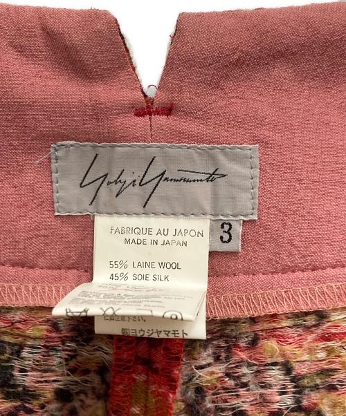Yohji Yamamoto FEMME（ヨウジヤマモトファム）Yohji Yamamoto FEMME (ヨウジヤマモトファム) ウールシルクジャガードパンツ レッド サイズ:3の古着・服飾アイテム