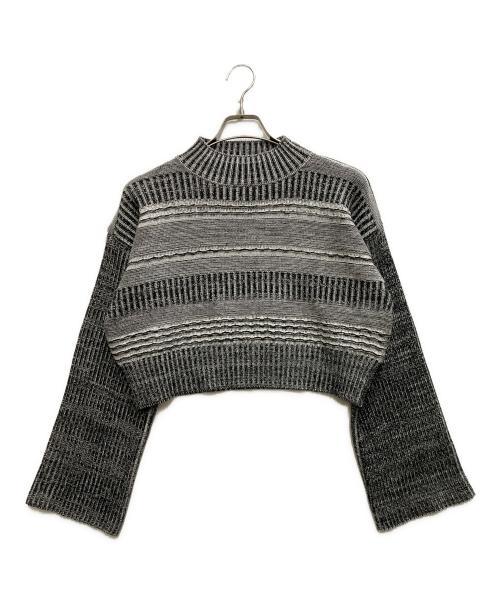 A PRACTICED HAND（ア プラクティスド ハンド）A PRACTICED HAND (ア プラクティスド ハンド) Multi Border Crew Neck Knit グレー サイズ:表記無しの古着・服飾アイテム