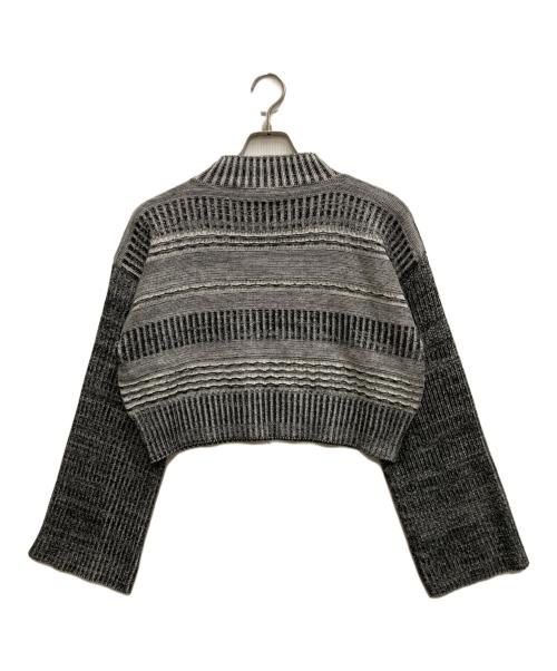 A PRACTICED HAND（ア プラクティスド ハンド）A PRACTICED HAND (ア プラクティスド ハンド) Multi Border Crew Neck Knit グレー サイズ:表記無しの古着・服飾アイテム