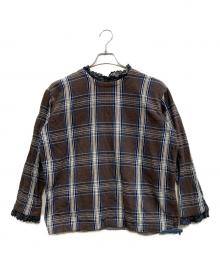 45R（フォーティファイブ・アール）の古着「藍ざっくりネルのフリルTシャツ」｜ネイビー