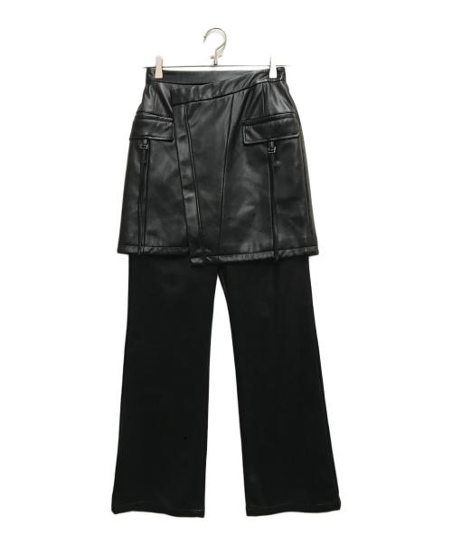 MAISON SPECIAL（メゾンスペシャル）MAISON SPECIAL (メゾンスペシャル) Skirt Layered Leather Pants ブラック サイズ:36の古着・服飾アイテム