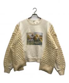 AMBERGLEAM（アンバーグリーム）の古着「emake Art Rum wool Knit」｜ベージュ