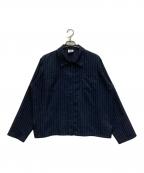 gadid anoniemガディッド アノニム）の古着「メッセージプリントストライプシャツ」｜ネイビー