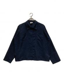 gadid anoniem（ガディッド アノニム）の古着「メッセージプリントストライプシャツ」｜ネイビー