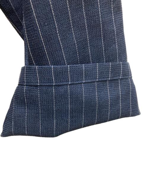 gadid anoniem（ガディッド アノニム）GADID ANONIEM (ガディッド アノニム) メッセージプリントストライプシャツ ネイビー サイズ:FREEの古着・服飾アイテム