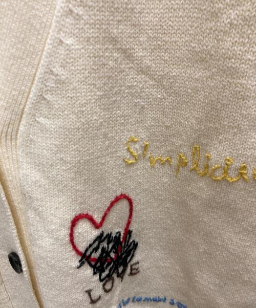 MAISON SPECIAL（メゾンスペシャル）MAISON SPECIAL (メゾンスペシャル) Life Word Embroidery Knit Cardigan ベージュ サイズ:FREEの古着・服飾アイテム