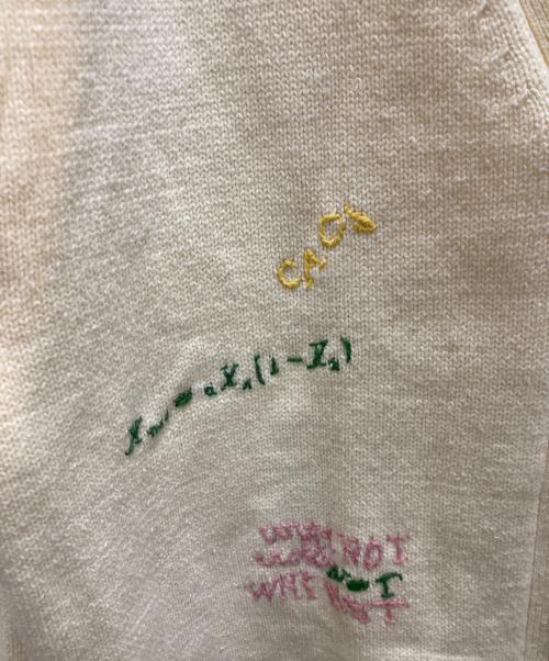 MAISON SPECIAL（メゾンスペシャル）MAISON SPECIAL (メゾンスペシャル) Life Word Embroidery Knit Cardigan ベージュ サイズ:FREEの古着・服飾アイテム