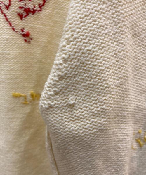 MAISON SPECIAL（メゾンスペシャル）MAISON SPECIAL (メゾンスペシャル) Life Word Embroidery Knit Cardigan ベージュ サイズ:FREEの古着・服飾アイテム