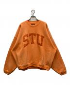 stussyステューシー）の古着「Stu Applique Crew」｜オレンジ