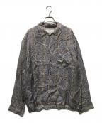 TOGA VIRILISトーガ ビリリース）の古着「プリントキュプラオープンカラーシャツ」｜ネイビー